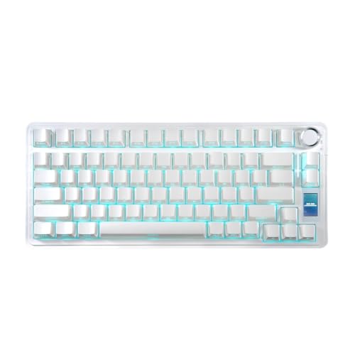S75 PRO Mechanical Keyboard 75% Custom Layout RGB Backlight Wireless Bluetooth Gaming Keyboard with Screen Knob(Seya Switch,Minimalist White) - color: Minimalist White, size: Seya Switch