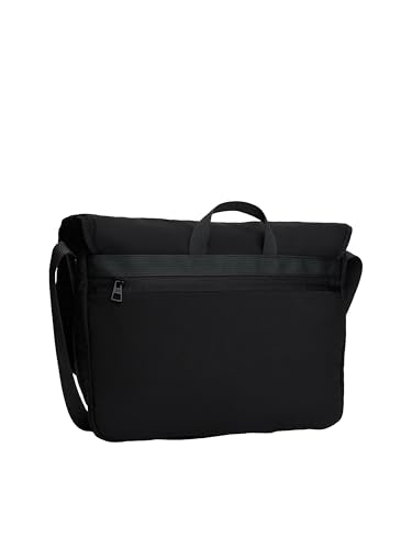 Tommy Hilfiger Men's Lightweight Messenger Laptop Bag With Buckle and Adjustable Strap - color: Black