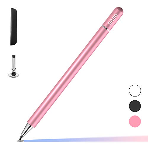 Pen for Samsung Tablet, Capacitive Disc Tip Stylus Pencil & Magnetic Cap Compatible with Apple iPad pro/iPad 6/7/8th/iPhone, Samsung Galaxy Tab A7/S7, Chromebook/Nintendo Switch (Pink) - color: PINK