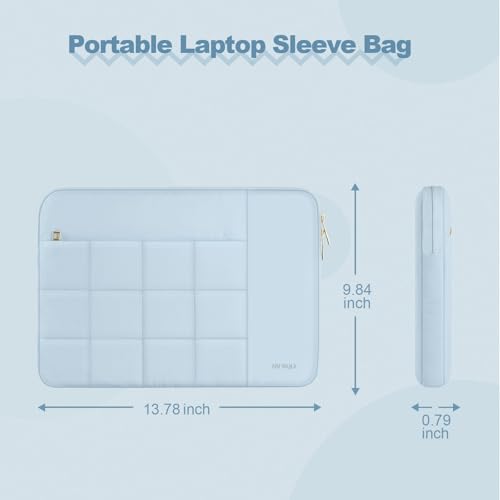 Laptop Case 13.3 inch,13-13.3 inch Puffy Laptop Sleeve Compatible with MacBook Neo/Air 13 13.6/Pro 13/Pro 14,HP Dell ASUS Acer Lenovo,Twelve Square Quilted Computer Bag with 2 Pockets,Air Blue - color: Air Blue, size: 13.3 inch
