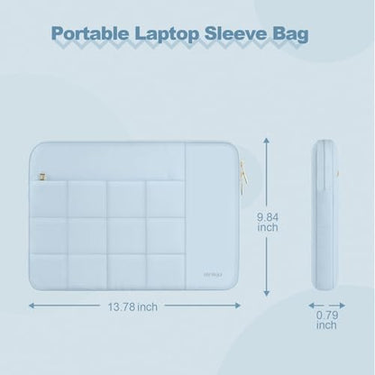 Laptop Case 13.3 inch,13-13.3 inch Puffy Laptop Sleeve Compatible with MacBook Neo/Air 13 13.6/Pro 13/Pro 14,HP Dell ASUS Acer Lenovo,Twelve Square Quilted Computer Bag with 2 Pockets,Air Blue - color: Air Blue, size: 13.3 inch