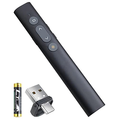 Presentation Clicker Presentation Remotes, Type C/USB A 2 in 1 Pointer, Remote PowerPoint Clicker,USB/Type-C for Computer Slide Advancer, Volume Control/Hyperlink/Switch Windows(Battery Included) - style: USB/Type-C