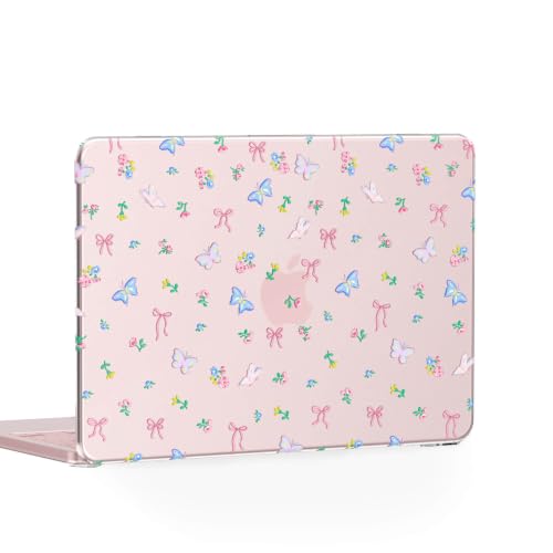 Feams for MacBook Neo 13 Inch Case 2026 A3404, Stylish Protective Clear Case Hard Shell Transparent Cover for MacBook Neo 13 Inch 2026 (A18 Pro Chip) with Keyboard Cover, Butterfly Bow - color: Butterfly Bow