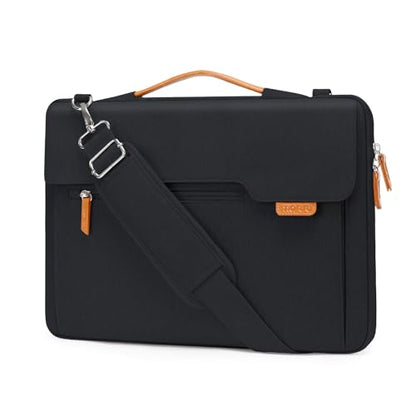 MOSISO 360 Protective Laptop Bag for men, 15-16 inch Computer Bags Compatible with MacBook Pro 16/Air 15, HP Dell Lenovo Asus Acer, Flapover Laptop Sleeve Bag with Trolley Sleeve&Pockets, Black - color: Black