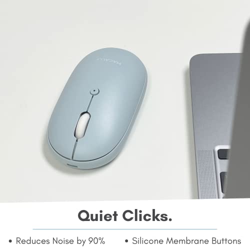 Macally Wireless Bluetooth Mouse - Quiet, Comfortable, Rechargeable for MacBook Air/Pro, Mac, iMac, Apple iPad - Wireless Mouse for Laptop, Windows PC Desktop - color: Blue