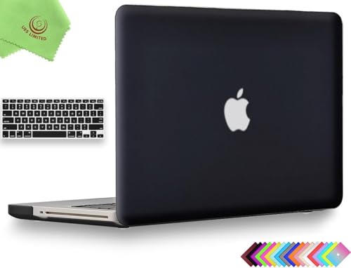 UESWILL 2in1 Smooth Soft Touch Matte Hard Shell Case with Silicone Keyboard Cover Compatible with MacBook Pro 13 inch with CD-ROM (Non-Retina) (Model A1278) + Microfibre Cleaning Cloth, Black - color: Black, size: MacBook Pro 13" (CD-ROM)