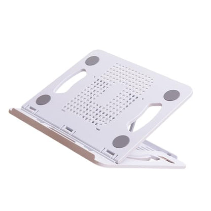 360 Degree Rotation Portable Desktop Bracket Foldable Laptop Tablets Holder for Ergonomic Adjustable Stand Portable Stand - color: White