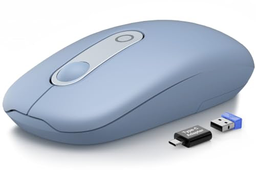 Wireless Mouse for Laptop, Quiet, Compact & Portable, USB-C Adapter | Slim, 3 Level DPI, Sleep Mode, Computer Mice for PC Notebook Mac, Ideal for work, study, and travel. - M41 - color: Dusty Blue