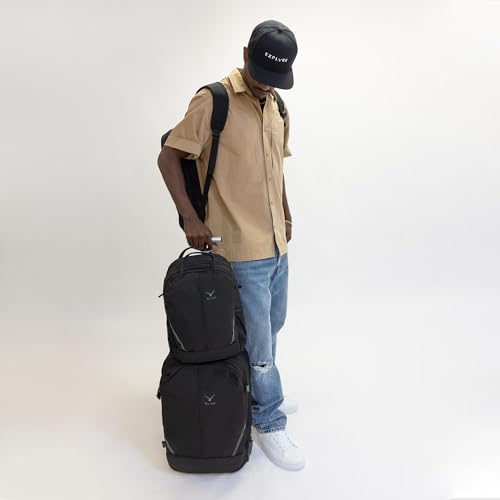 2 in 1 Travel Backpack Set Rolling Backpack with Wheels Carry on Luggage 43L with Personal Item Bag for Men Women 17 inches Laptop Backpack Jet Black - color: Jet Black