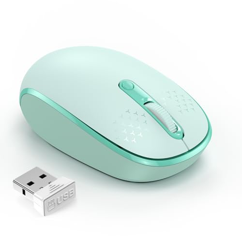 TECKNET Wireless Mouse for Laptop, 2.4G Quiet Computer Mouse with USB Receiver, 4 Buttons Portable Cordless Mice for Chromebook, Laptop, PC, Mac, 800/1200/1600 DPI - Mint Green - color: Mint Green