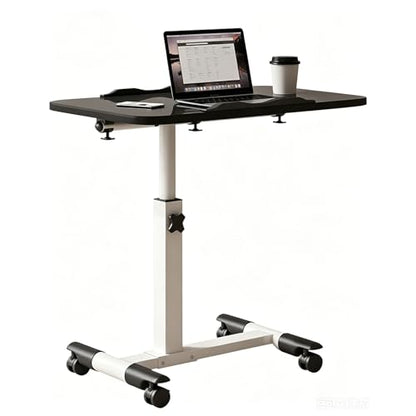 Adjustable Overbed Laptop Desk with Wheels, Tilting Rolling Laptop Stand for Bed and Couch, Mobile Standing Desk for Home Office, Height Adjustable Computer Table for Hospital