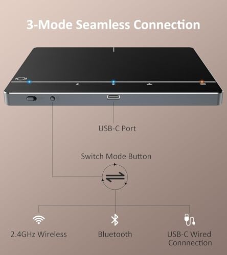 Homiguar Wireless Bluetooth Trackpad for Windows 10 & 11, 3-in-1 Connectivity Modes,High Precision Control, Portable Multi-Touch Gestures touchpad for PC & Laptop (Black) - color: Black