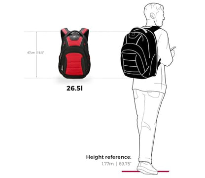 Swissdigital Design Men's Laptop Backpack for College and Business Travel with Integrated USB Charging Port and RFID Protection Fits 15.6" Laptops Black/Red | J14-41 - color: Black/Red