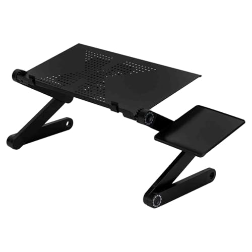 Portable Laptop Stand for Bed Lap Desk Lightweight Folding Bed Desk with Built-in Cooling Fans and Mouse Pad Tray 360-Degree Rotation Bed Table with Adjustable Height & Tilt for Bed, Table, Black