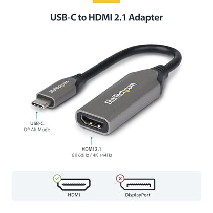 StarTech USB-C to HDMI 2.1 Adapter, 8K 60Hz or 4K 120Hz, HDR10+, USB4 | MacBook Pro/Air, iPad Pro, Pixelbook, Dell XPS, Pro/Max/Ultra do 8K 60Hz, 20cm cable - style: 8K60