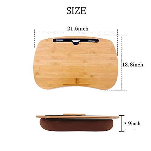 SUMISKY Lap Desk-Portable Laptop Table with Cushion Bamboo Platform Phone Holder L(21.6"x13.8") - size: L(21.6"x13.8") without Additional Accessories