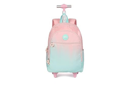Wheels Kids Backpacks for Large Girls Rolling School Backpack with lunch box(DROPS BLUE) - color: Drops Blue