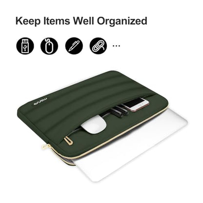 MOSISO Laptop Case 16 inch, 15-15.6 inch Puffy Laptop Sleeve Compatible with MacBook Pro 16 M5 M4 M3 M2 M1, HP Dell ASUS Acer Toshiba Lenovo, Polyester Horizontal Bag with Small Case, Army Green - color: Army Green, size: 16 inch