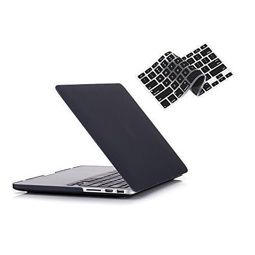 RUBAN Case For MacBook Retina Pro 15 inch A1398 (2015-2012) , Plastic Smooth Matte Hard Case Shell with TPU Keyboard Cover, Black - color: black