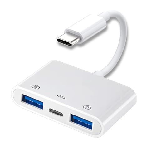 Type C USB-C to Dual Type-A USB3.0 Female with PD Power Charge Adapter Compatible with Laptop Tablet Phone - style: USB3.0 3-in-1