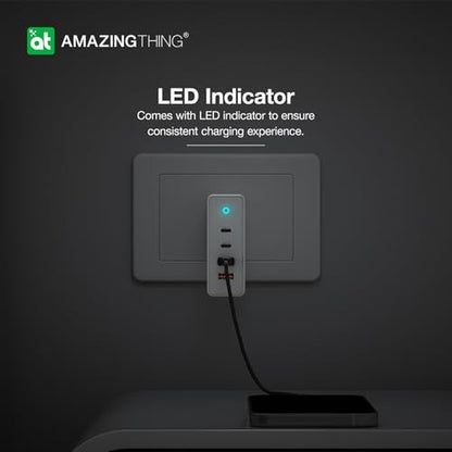100W GaN Wall Charger with 2 Type C and 2 USB A Ports, Fast USB C Charger Block, Compact Charging Power Adapter for MacBook Pro/Air/iPad/iPhone/Samsung/Dell/Laptop/Tablet, with Foldable Plug, White