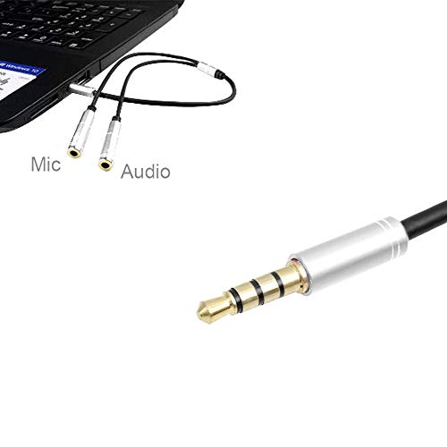 Silver Headset Y Splitter Audio Adapter Cable 3.5mm Male to 2 Female Mic Audio CTIA Headphone Adapter Compatible with PC Gaming Headset,PS4,Xbox One,Notebook,Android iPhone Tablet MP3