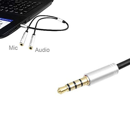 Silver Headset Y Splitter Audio Adapter Cable 3.5mm Male to 2 Female Mic Audio CTIA Headphone Adapter Compatible with PC Gaming Headset,PS4,Xbox One,Notebook,Android iPhone Tablet MP3