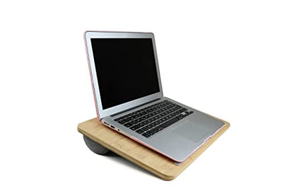 PEPE Mobility Wooden Portable Lap Laptop Desk with Pillow Cushion, Fits up to 15.6 inch Laptop, with Anti-Slip Strip and Handle, Natural Bamboo