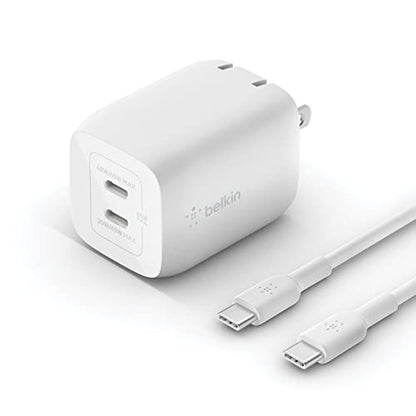 65W Dual USB-C GAN Charger + Cable - style: 65W White + USB-C Cable