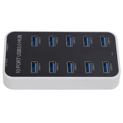 Diyeeni USB 3.0 Hub 10 Port Data Hub Splitter with Individual On Off Switches, 5Gbps High Speed USB Expander for Laptop PC Printer Hard Drive Flash Drive, Powered Docking Station