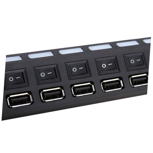 Toddmomy Port USB Hub with Individual Off Switches High-Speed Data Transfer Mbps Protection Multi Charger Hub for Laptop PC Desktop Black