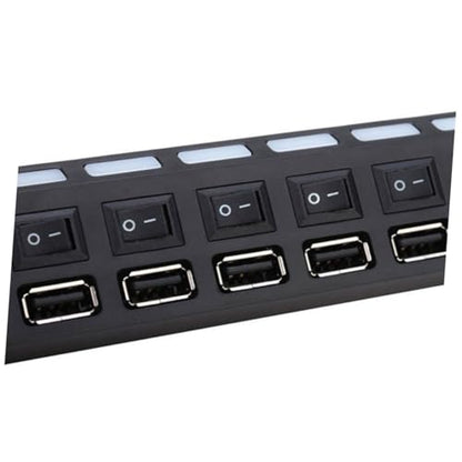 Toddmomy Port USB Hub with Individual Off Switches High-Speed Data Transfer Mbps Protection Multi Charger Hub for Laptop PC Desktop Black