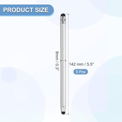 PATIKIL 5 Pcs Stylus Pens for Touch Screens, 2 in 1 High Sensitivity Universal Pen Capacitive Stylus for Phone Tablets Laptop Touch Screen Device, Silver - color: Silver
