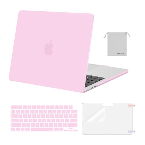 MOSISO Compatible with MacBook Air 13 inch Case M5 2026 M4 M3 M2 2025-2022 | A3449 A3240 A3113 A2681, Hard Shell&Keyboard Cover&Screen Film&Pouch for MacBook Air 13.6 inch Case, Dusty Pink - color: Dusty Pink