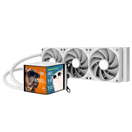 TRYX Panorama 360 White 360mm AIO 6.5'' AMOLED L-Shaped Screen 3D Anamorphic Effect Display Customizable AIO Cooler 360mm 8th Gen Asetek Pump 320w TDP ROTA PRO 120mm Fan LGA 1700/1200/115X AM5/AM4 - color: P360 WH, size: 360 mm (2024)