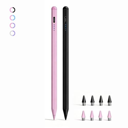 (2 Park) Stylus Pen for Samsung Galaxy Tab A11 / A11+, A9 / A9+, A8, A7 Lite, Active Capacitive Pencil for Samsung Android Tablet & iOS Touchscreens, Digital Pen with 8 Tips (Black+Pink) - color: Black+Pink