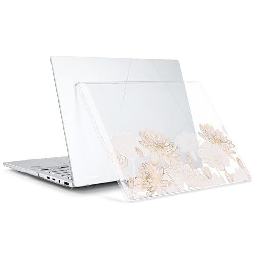 Batianda for ASUS Zenbook 14 OLED Case (UX3405 / UM3406) 2024 2025 Release, Slim Plastic Hard Shell Protective Cover with Artistic Designs, Ultra-Thin Lightweight Laptop Case, Golden Lotus - color: Golden Lotus