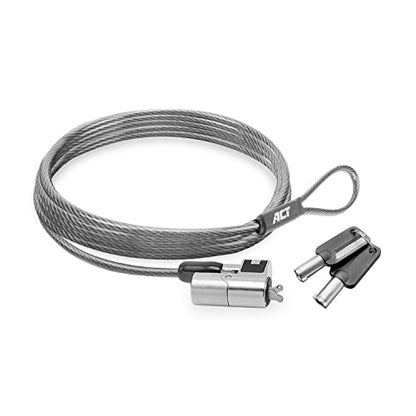 ACT Laptop Lock Security Cable 2m, Keyed Cable, Wedge Slot Notebook Lock, Swivel Lock Head, Laptop Lock Dell, Portable Anti-Theft Cable - AC9040 - style: Key