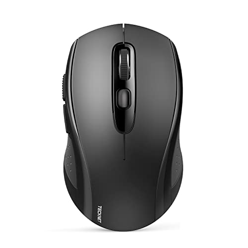 TECKNET Bluetooth Mouse (BT 5.0/3.0+2.4Ghz), 6-Level 4000 DPI Wireless Mice for Laptop, 2-in-1 Ergonomic Computer Portable PC Mouse, Silent Mouse with USB Receiver for Windows/Mac/PC/Notebook - color: Black
