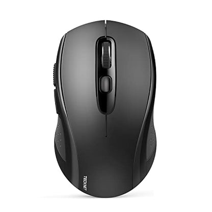 TECKNET Bluetooth Mouse (BT 5.0/3.0+2.4Ghz), 6-Level 4000 DPI Wireless Mice for Laptop, 2-in-1 Ergonomic Computer Portable PC Mouse, Silent Mouse with USB Receiver for Windows/Mac/PC/Notebook - color: Black