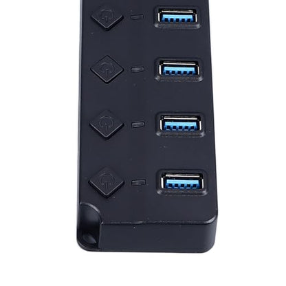 Powered USB 3.0 /USB C Hub, Multi Port Splitter, ABS 7-Port USB Hub Splitter Adapter Individual On/Off Switches and for Laptop PC Mobile Devices