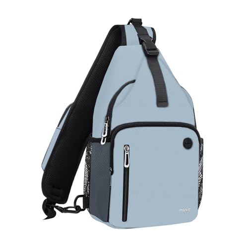 MOSISO Sling Backpack Bag, Crossbody Shoulder Bag Travel Hiking Daypack Chest Bag with Front Square Pocket&USB Charging Port - color: Aquamarine