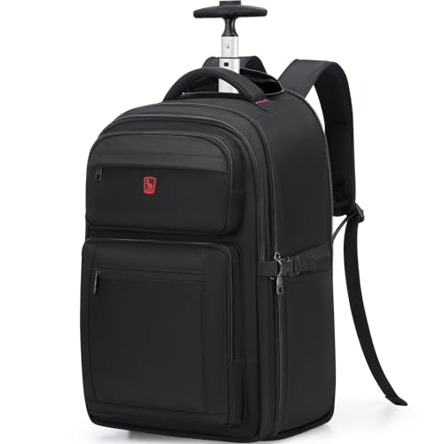 Rolling Backpack, Travel Backpack with Wheels, 17 Inch Laptop Roller Backpacks, Business Wheeled Backpacks for Women Men