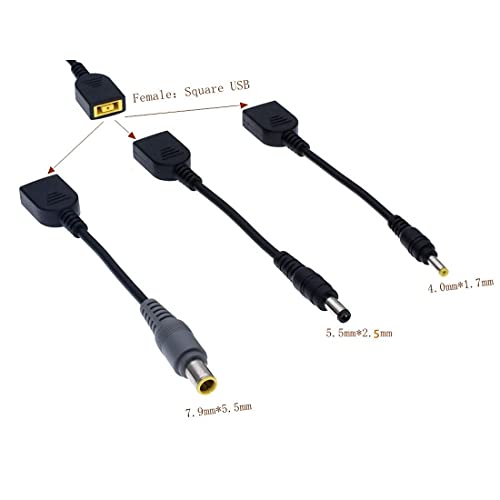 JMT DC 7.9 x 5.5mm Round Jack to Square USB Plug Converter Laptop Power Adapter Connector Cable Compatible for Lenovo ThinkPad IBM Charger (15cm,5.5x2.5mm Male-USB Female) - color: 5.5x2.5mm Male-USB Female