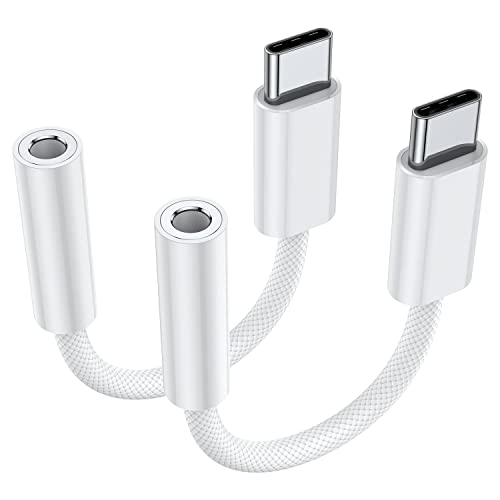 JXMOX USB Type C to 3.5mm Female Headphone Jack Adapter (2-Pack), USB C to Aux Audio Dongle Cable Cord for iPhone 17 Air 16 15 Pro Max, Samsung Galaxy S23 S24 S25 Ultra, iPad Pro, MacBook, Pixel 9 - size: 2-Pack