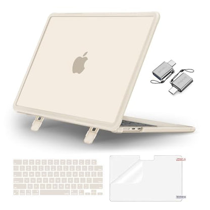 MOSISO Compatible with MacBook Air 13 inch Case M5 M4 M3 M2, Starlight | 4 in 1 Kit Anti-Crack Hard Shell with Kickstand for MacBook Air 13.6 inch Case 2026-2022 A3449 A3240 A3113 A2681 - color: Starlight