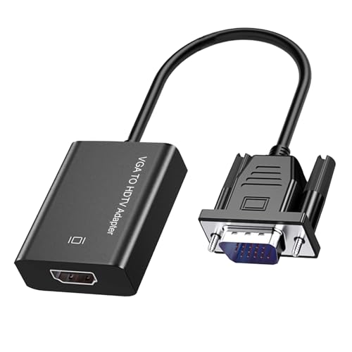 Cyberguys! VGA to HDMI Adapter, 1080P Full HD VGA to HDMI Converter with Audio, Uni-Directional, Includes 3.5mm AUX & Micro USB Cable, Compatible with Laptops, Desktops, TV Boxes