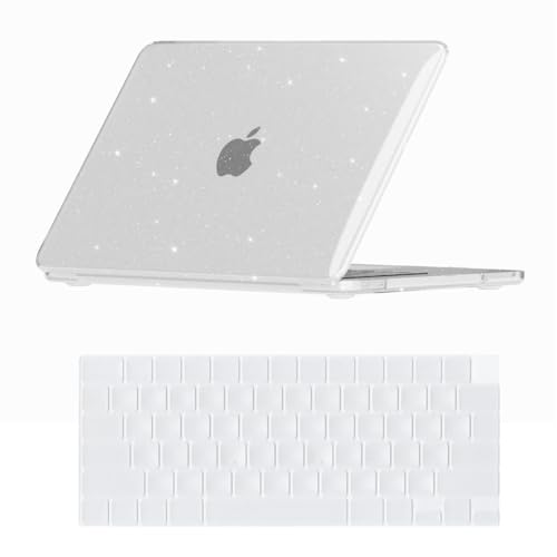 Se7enline for MacBook Neo Case 13 inch 2026 Model A3445,Glitter Transparent | Crystal Glitter Bling Shiny Hard Shell Laptop Case with Keyboard Cover Anti-Scratch Heat Dissipation Full Port Access - color: Glitter Transparent, size: 13 Inch