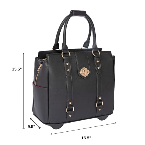 JKM & Company Executive Black Computer iPad, Laptop Tablet Rolling Tote Bag Briefcase Carryall Bag - color: Black
