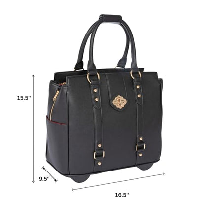 JKM & Company Executive Black Computer iPad, Laptop Tablet Rolling Tote Bag Briefcase Carryall Bag - color: Black